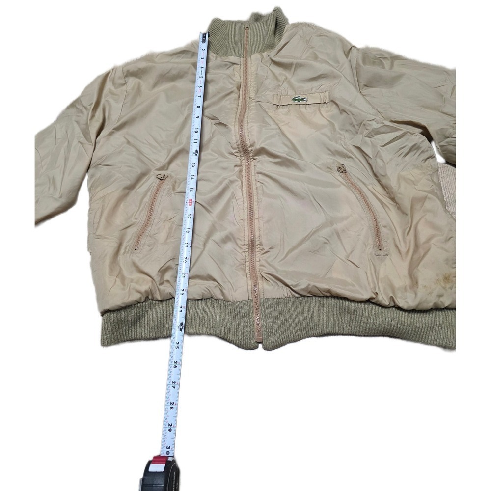 Lacoste (Vtg.) Mens Bomber Jacket, Full Zip, Beige, reversible - Picture 7 of 8